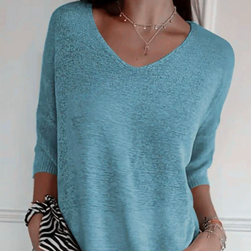 🔥LAST DAY 49%OFF🔥 - Solid Color Knitted V-neck Top